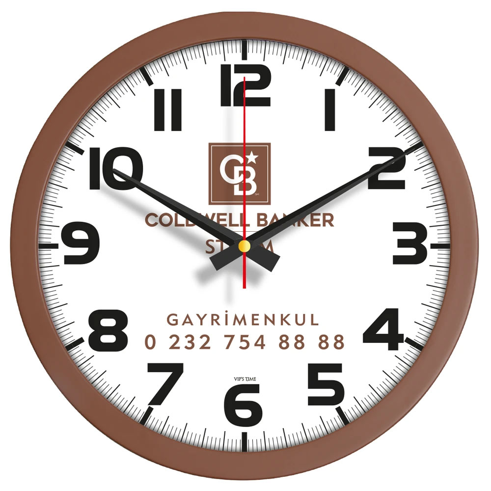 334-kahverengi V30-333-KH Plastik Duvar Saati - Görsel 1